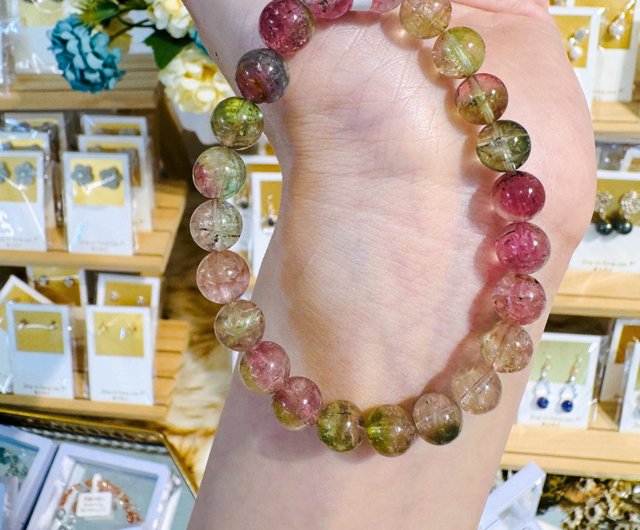 Chunky Sterling Silver Polished outlet Watermelon Tourmaline Beaded Necklace Bracelet