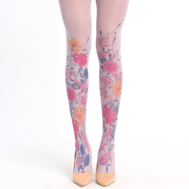 Vintage style floral pantyhose for women - Women's Leggings & Tights - Nylon Khaki