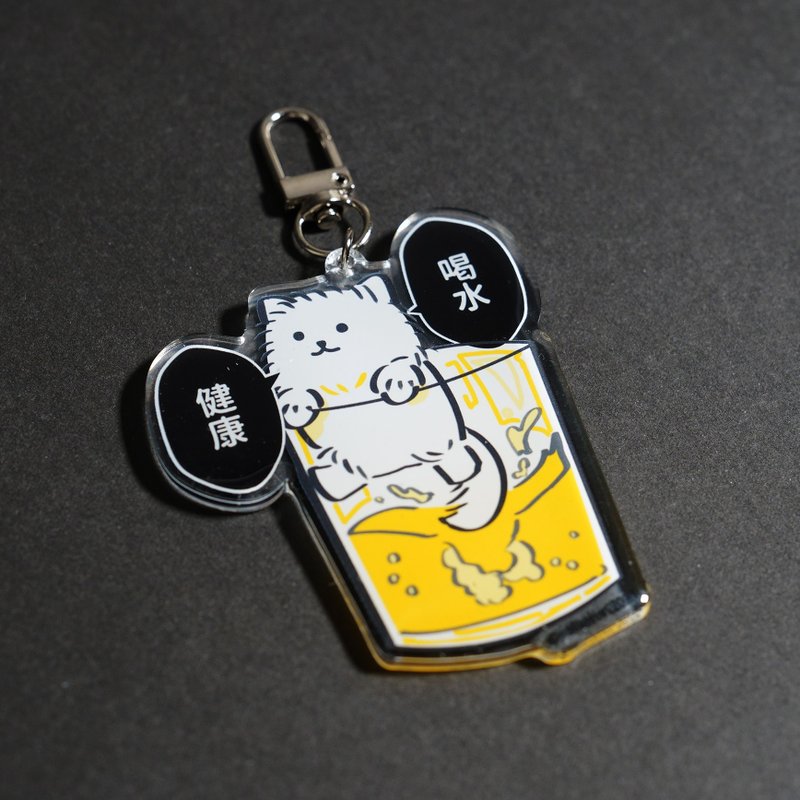 Glue Acrylic acrylic double-sided pendant for dogs to drink water and be healthy - Charms - Acrylic Yellow