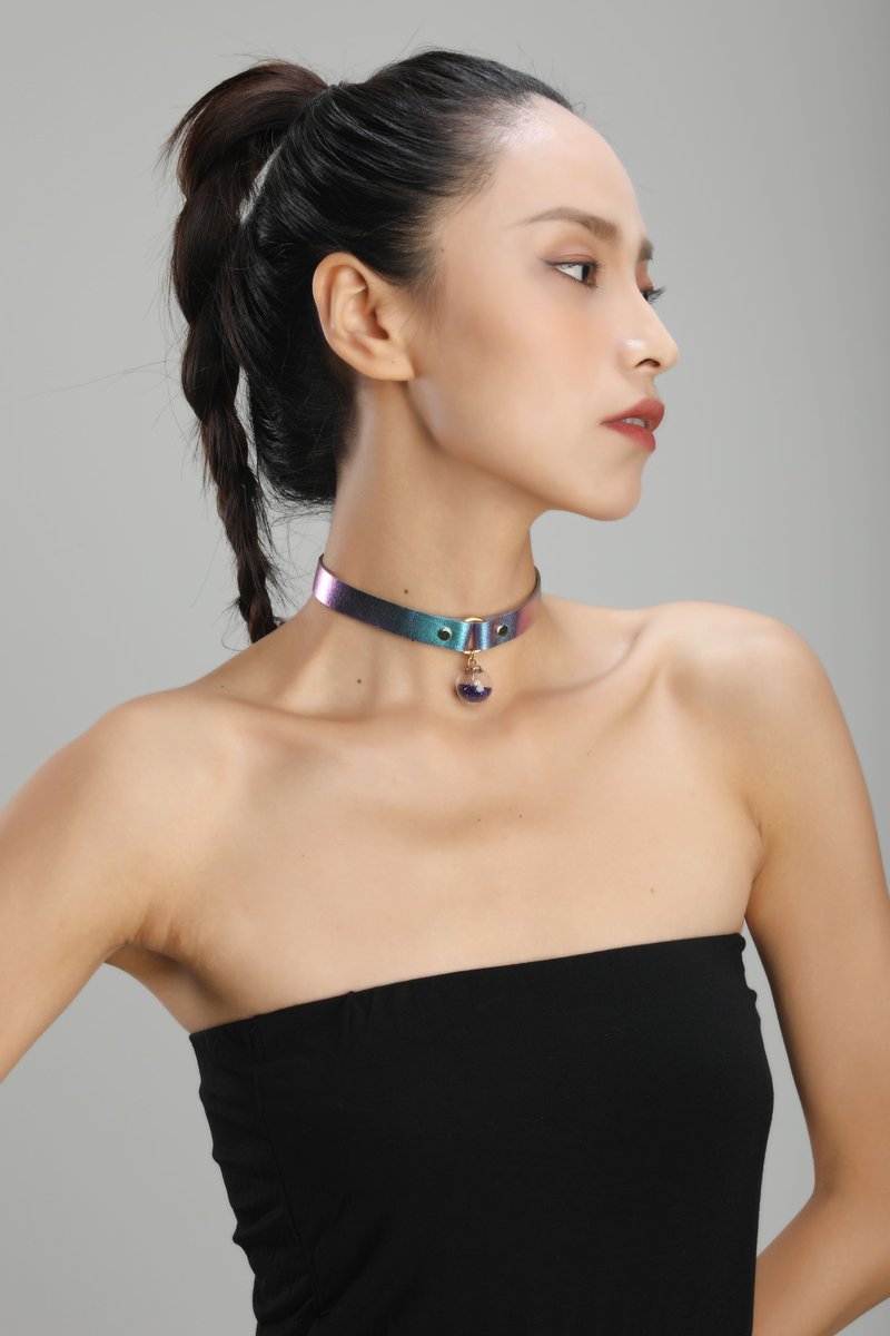 Starry Sky 許願球炫彩 Choker–粗款 - 項鍊 - 真皮 