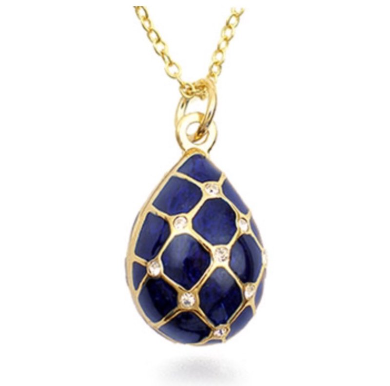 Russian Royal Blue Diamond Necklace - สร้อยคอ - โลหะ สีน้ำเงิน