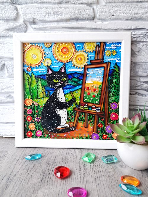 風景画 黒猫と庭のアート 風景画 黒猫と庭のアート 風景画 黒猫と庭のアート