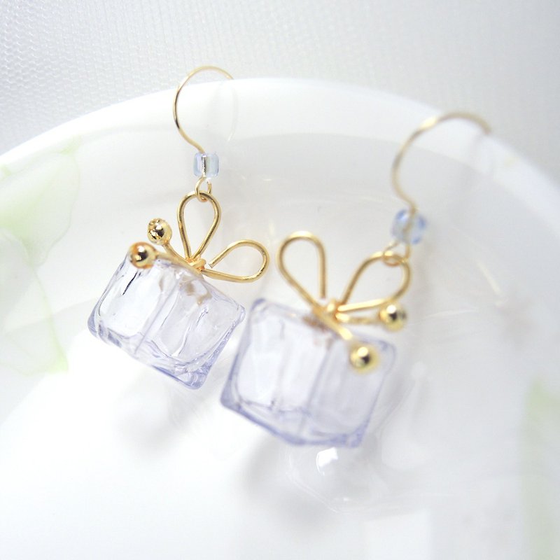 Small ice cube series 1/ear hook/ Clip-On - Earrings & Clip-ons - Other Materials Transparent