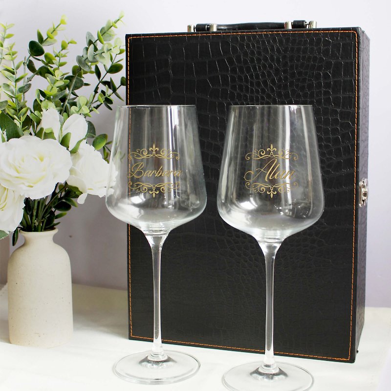 Text Art|Custom Crystal Wine Glasses Gift Box Set|Engraving - แก้ว - แก้ว 