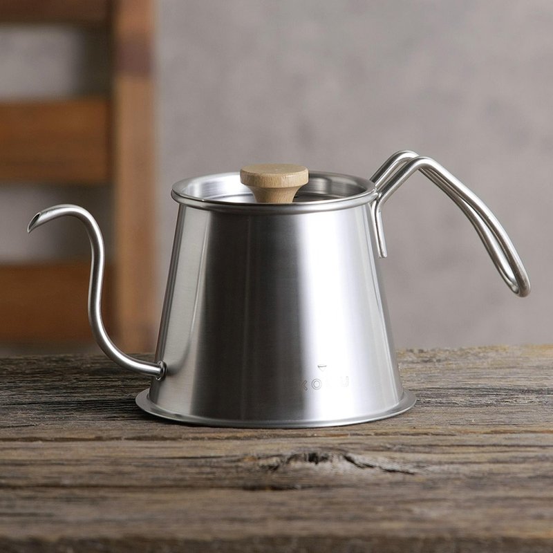 Japan's Shimomura KOGU Pro Japanese-made 18-8 Stainless Steel ultra-fine mouth hand brewing kettle (with lid)-500ml - Coffee Pots & Accessories - Stainless Steel Silver