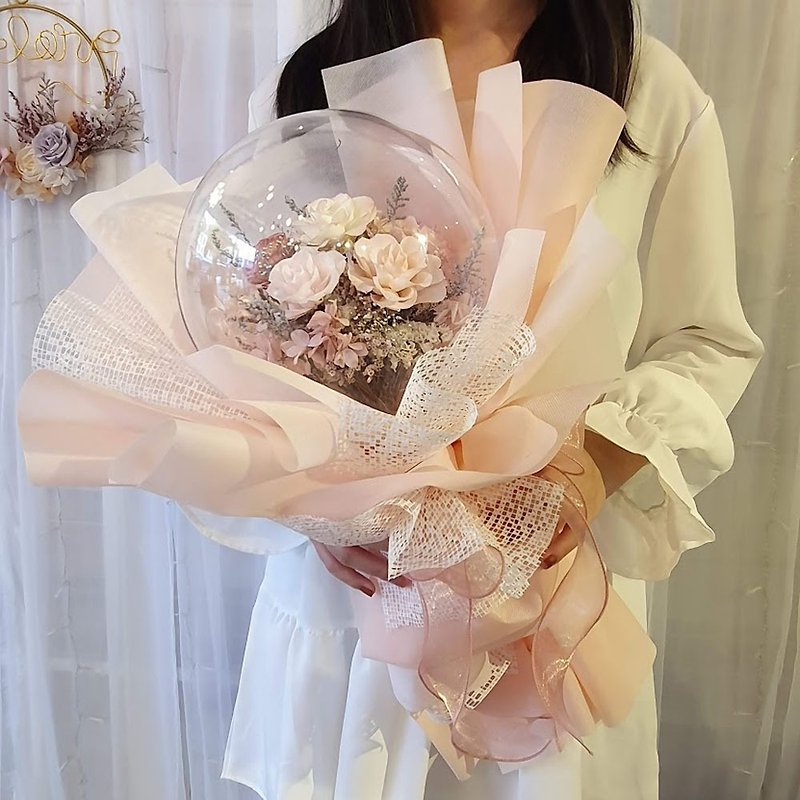 Bobo ball immortal bouquet powder can write card dry bouquet immortal flower gift - Dried Flowers & Bouquets - Plants & Flowers Pink