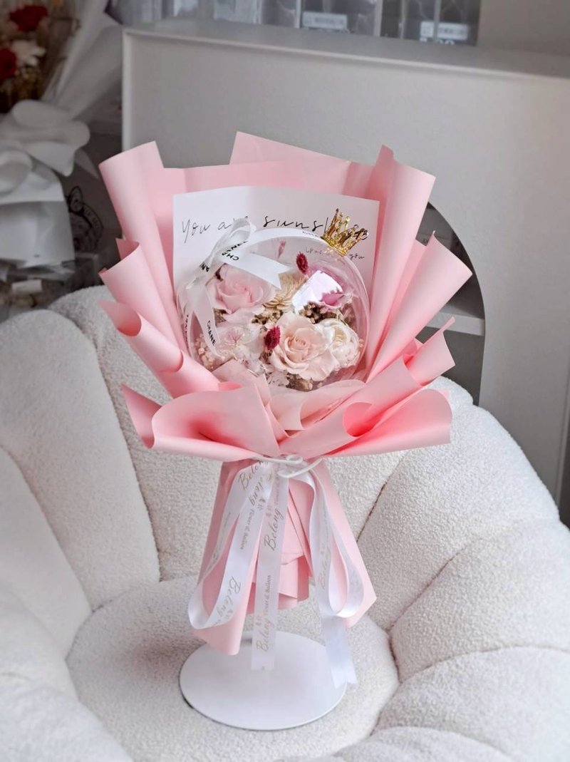 ボボボール不滅の花束パウダーはカードドライブーケ不滅の花の贈り物を書くことができます - ドライフラワー・ブーケ - 寄せ植え・花 ピンク