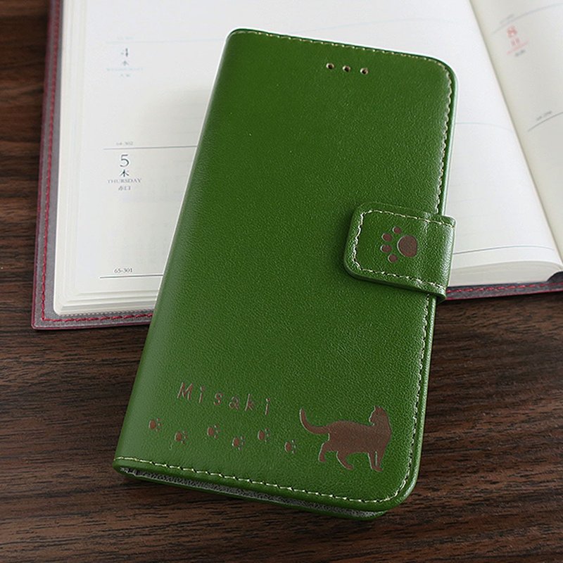 猫とあしあとiPhone8 iphone7 iPhone6s iPhone6ケース　キャメル - 手機殼/手機套 - 人造皮革 綠色