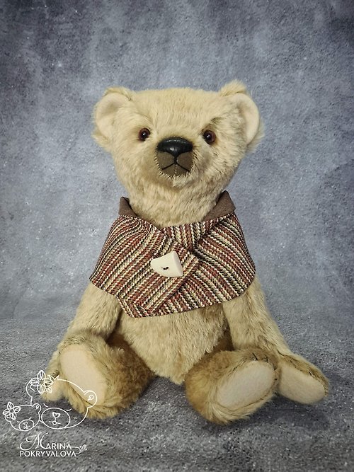 Amitoysgifts Classic teddy bear. Mohair bear toy. Jointed bear. Artist bear.