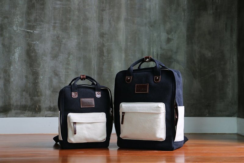 BAG PACK : BAG UP : CHARCOAL ( Black and White) - Backpacks - Cotton & Hemp Black