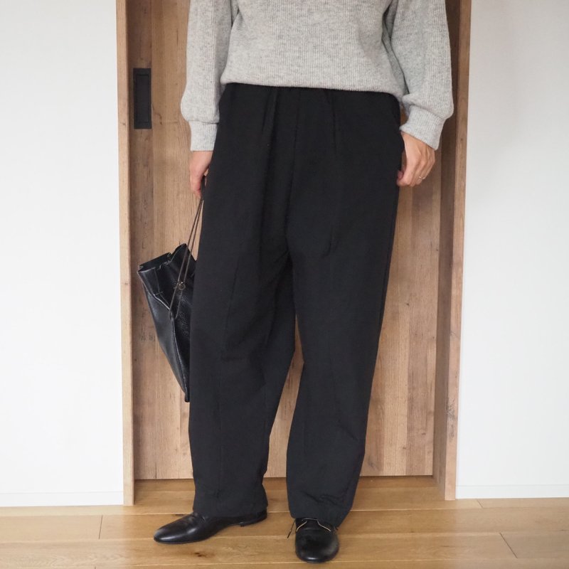 Cotton cloth 3D pants / BLACK - Women's Pants - Cotton & Hemp Black