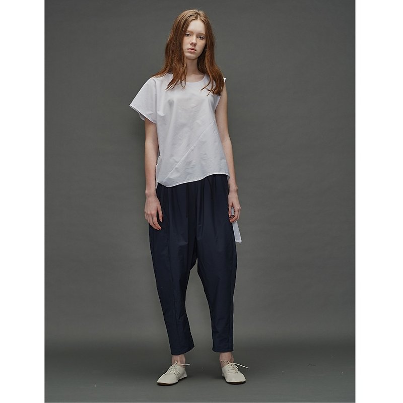 1701E3808 (low pants waist rib) - กางเกงขายาว - วัสดุอื่นๆ สีน้ำเงิน