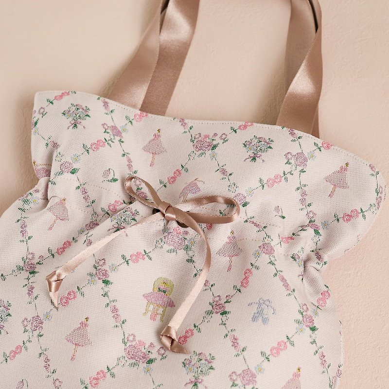 Original jacquard fabric tote bag-rose and coppelia - กระเป๋าถือ - วัสดุอื่นๆ สึชมพู