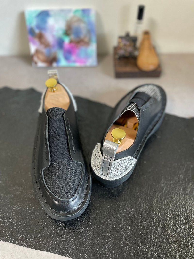 Japan Made 桐生織 　ブラック×シルバー　ローカットスニーカー - 女運動鞋/球鞋 - 真皮 銀色