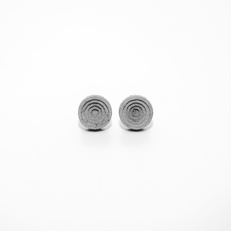 圓形水泥耳環 | 層次系列 - 耳環/耳夾 - 水泥 灰色