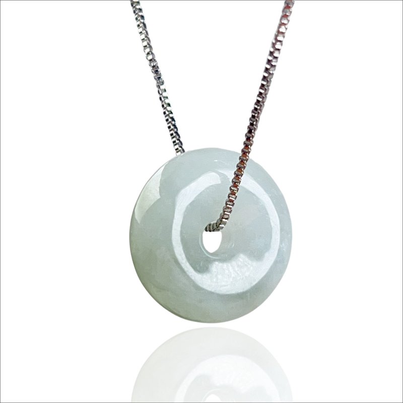 [May ‧Peace] Ice Green Jade Peace Buckle Necklace | Natural Burmese Jade A Grade | Gift - Necklaces - Jade Green