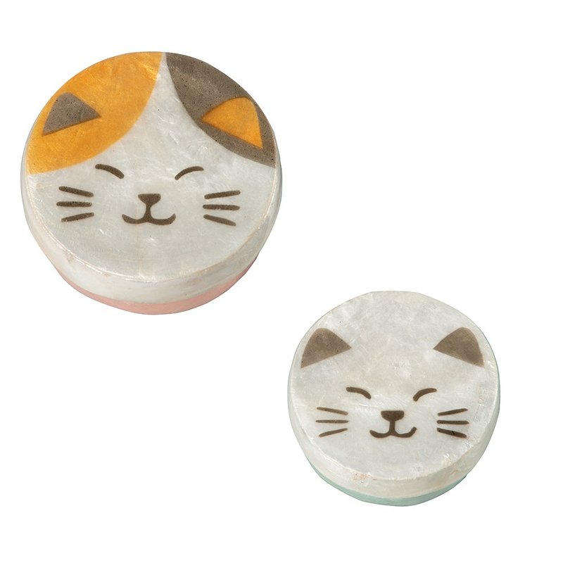 フィリピンラウンドシェル小型収納ボックスセット猫ジュエリー文房具お土産 - 収納用品 - シェル 