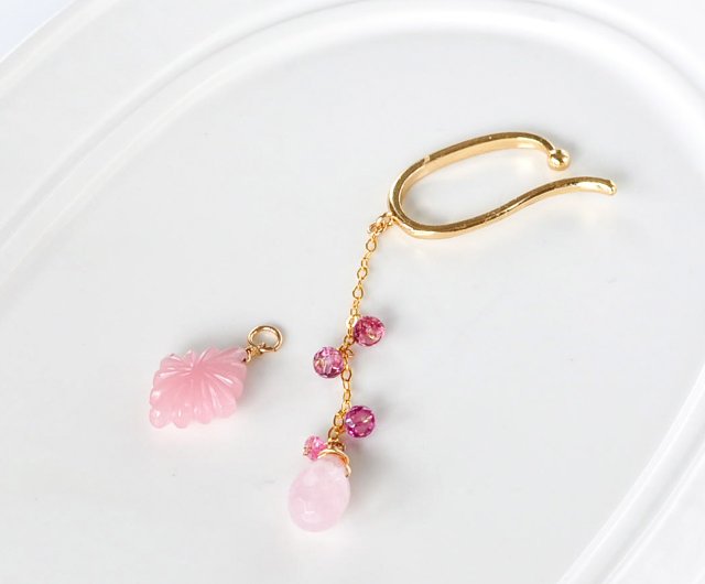 マラヤガーネット 14kgf 天然石ピアス/イヤリング ドラゴン