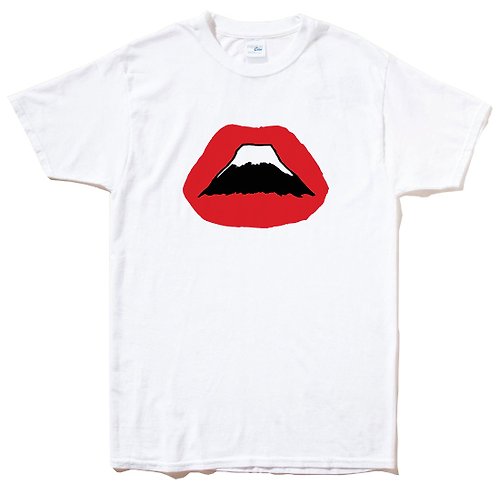 hipster Lips Mt Fuji 短袖T恤 白色 嘴唇富士山 日本 風景 櫻花 太陽 雪 自創 品牌 文青 Hipster