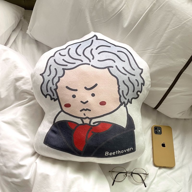 【 Beethoven 】Pillow - หมอน - ผ้าฝ้าย/ผ้าลินิน ขาว