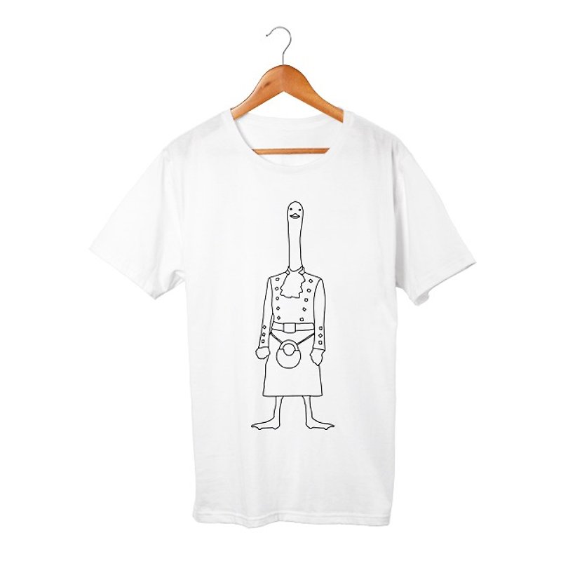 duck man T-shirt - เสื้อฮู้ด - ผ้าฝ้าย/ผ้าลินิน ขาว