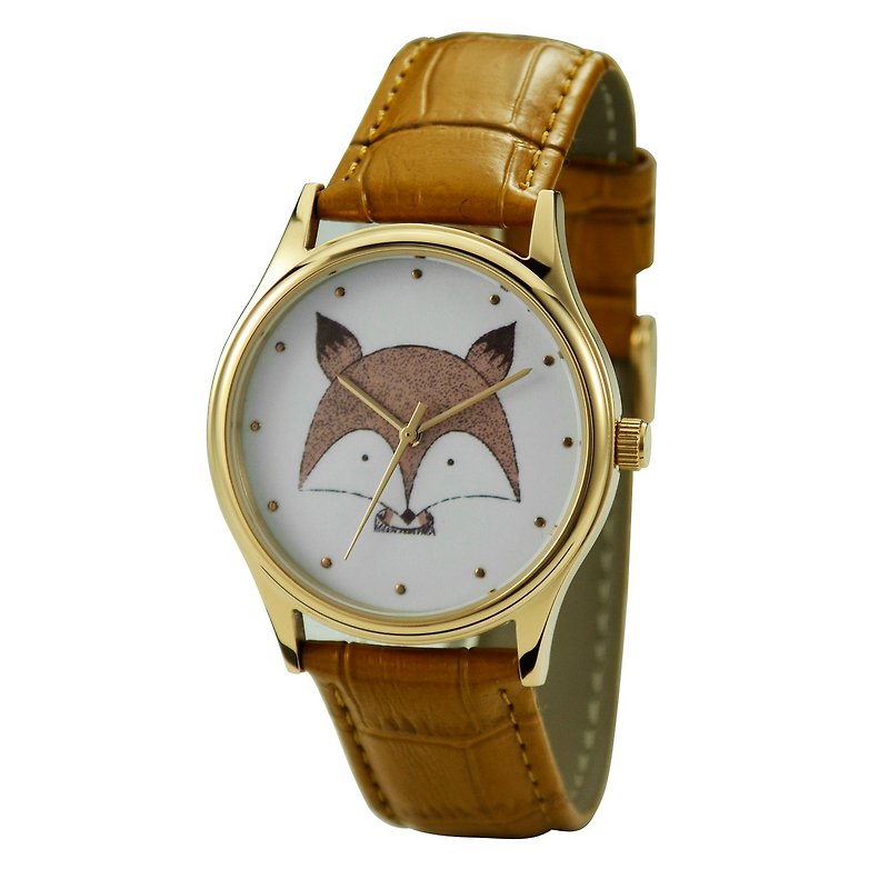 動物 (狐狸) 插畫手錶 中性設計 全球免運 - 男錶/中性錶 - 不鏽鋼 多色