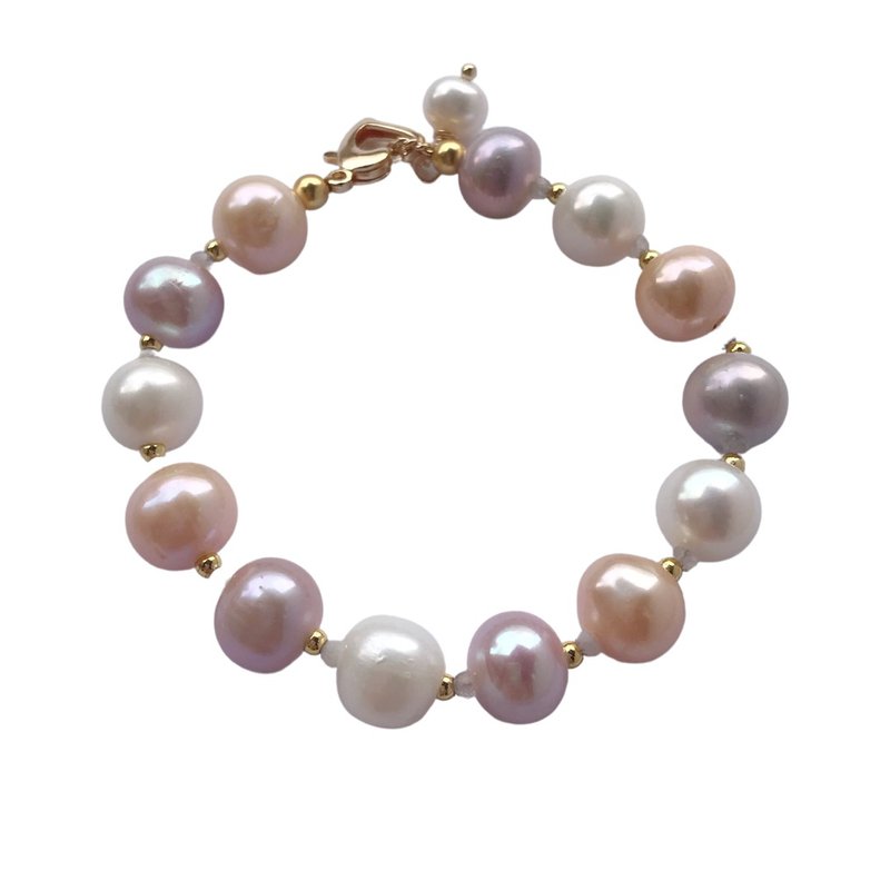 ナチュラルホワイトとマルチカラーパールブレスレット - ブレスレット - 真珠 