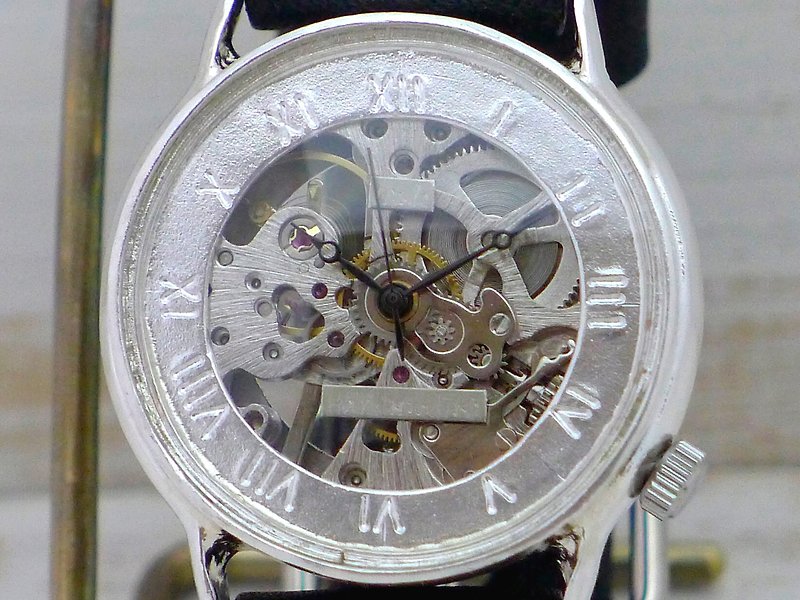 SHW071 ローマ数字 手巻き36mm Silver925 手作り時計 (SHW071 ローマ) - 男裝錶/中性錶 - 純銀 銀色