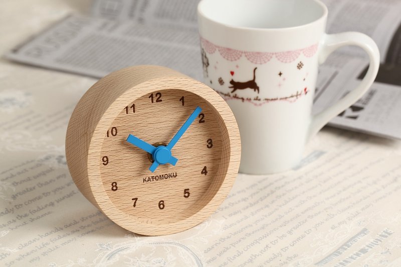 KATOMOKU mini clock 圓型 km-26BL 藍色 日本製造 - 時鐘/鬧鐘 - 木頭 