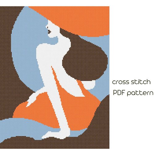 NaraXstitch patterns 十字繡圖案 Modern cross stich, PDF Pattern, Lady cross stitch chart /44/