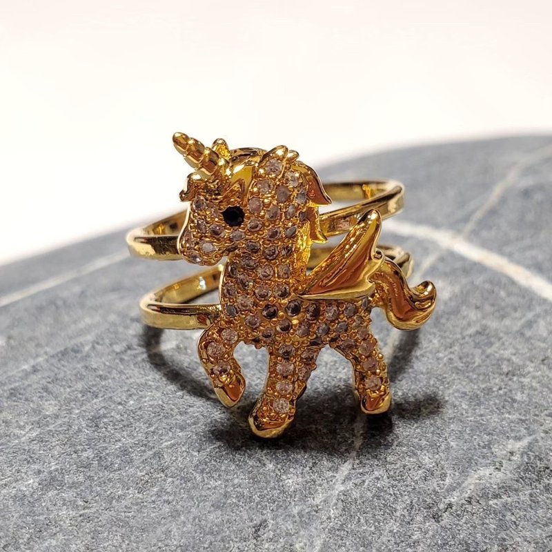 獨角獸_天馬行空系列_戒指 - 戒指 - 其他金屬 金色