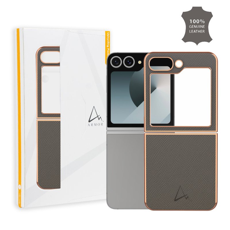 ARMOR Leather Phone Case for Samsung Galaxy Z Flip 6, Camel Beige - เคส/ซองมือถือ - หนังแท้ 