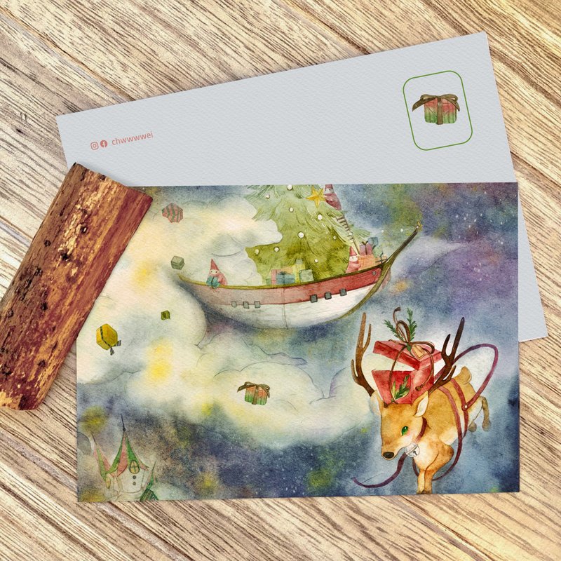 【Christmas Card. Postcard】Christmas Ship - การ์ด/โปสการ์ด - กระดาษ สีเขียว