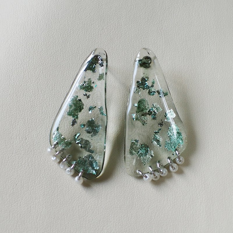 hime namida 姫の涙Pearl-handmade resin - Earrings & Clip-ons - Resin Green