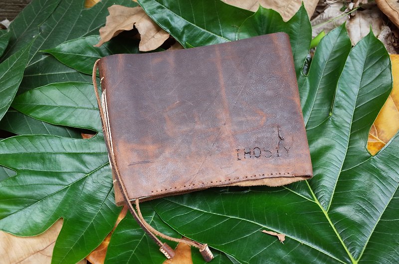 [marking version] thread leather manual book. Handbook. Handwriting. Journal. Sketchbook. N066 - Notebooks & Journals - Genuine Leather Brown