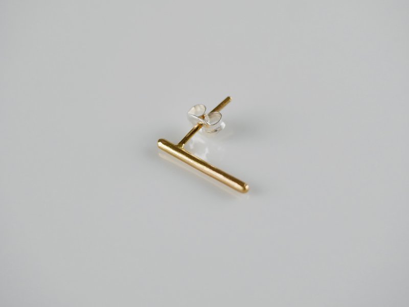 Brass Bar Earring (One-ear) - ต่างหู - ทองแดงทองเหลือง สีทอง