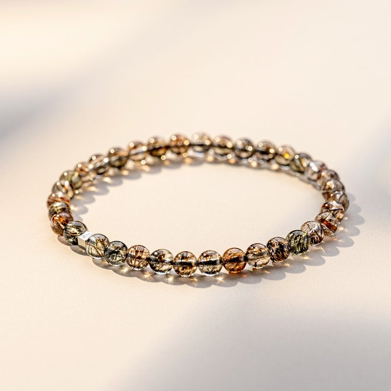 Icy Translucent Obsidian Gold | Natural Energy Crystal Bracelet | 4.5-5.5mm D11209 - Bracelets - Crystal Black