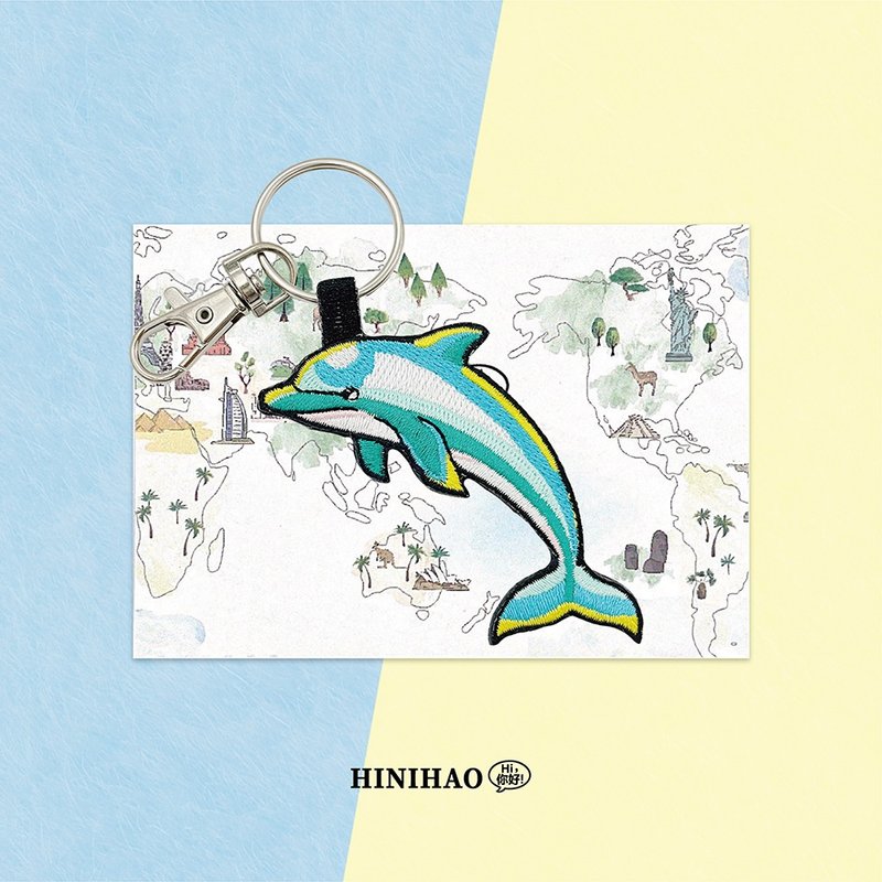 Double-sided embroidery key ring - dolphin - Keychains - Thread 