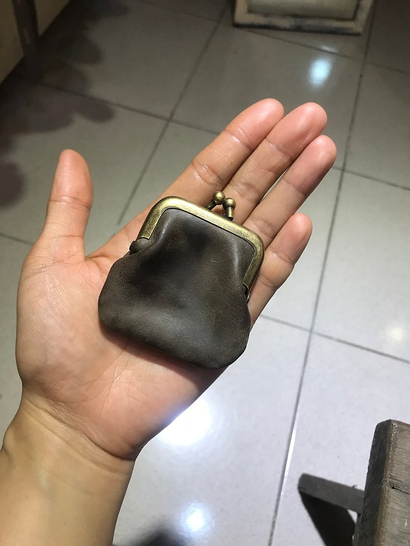 Leather mini gold - กระเป๋าใส่เหรียญ - หนังแท้ สีดำ