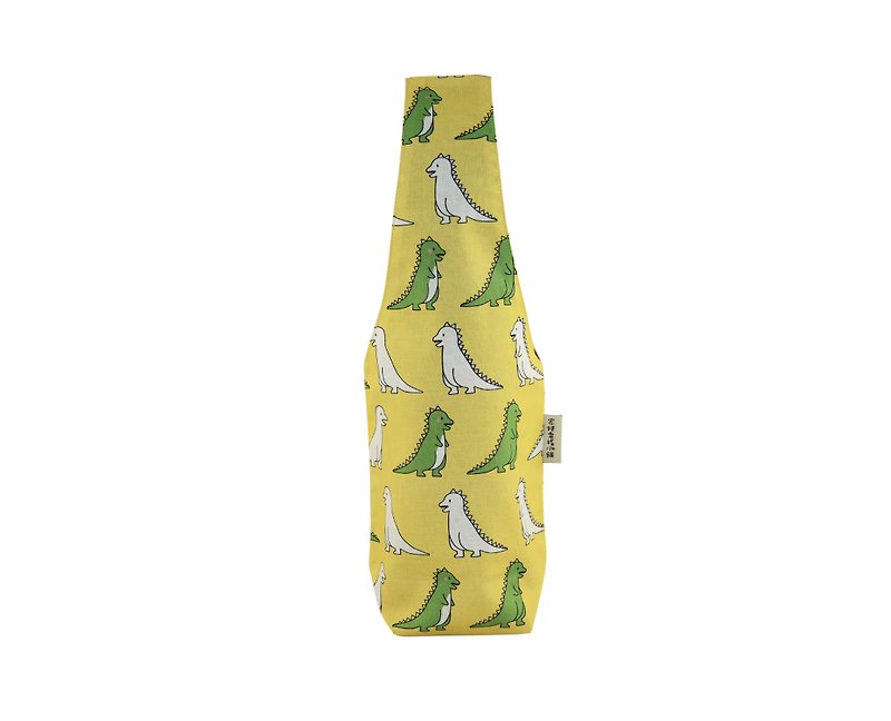 【Yilan】The Growth Diary of a Little Dinosaur-Drink Bag - Beverage Holders & Bags - Cotton & Hemp Yellow