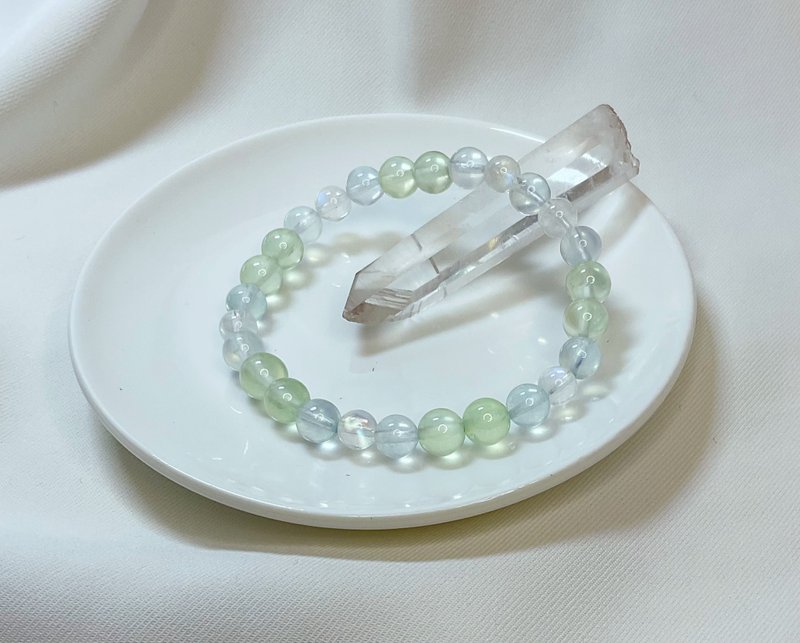 [Selected] Aquamarine Stone Vitreous Blue Moonstone Crystal Bracelet - สร้อยข้อมือ - เครื่องเพชรพลอย สีเขียว