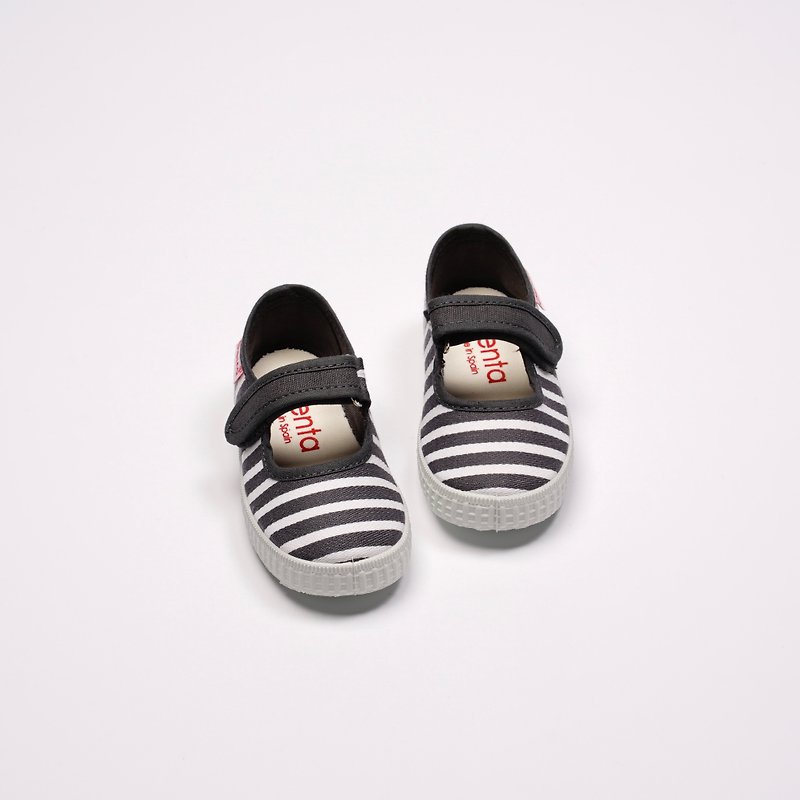西班牙國民帆布鞋 CIENTA56095 23灰色條紋 經典布料 童鞋 瑪麗珍 - 男/女童鞋 - 棉．麻 灰色