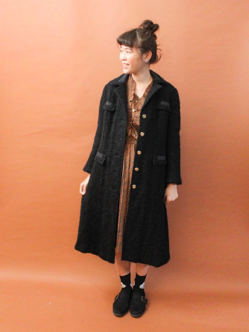 Vintage French autumn and winter elegant adult sense Slim black knight collar vintage coat jacket - Women's Casual & Functional Jackets - Wool Black