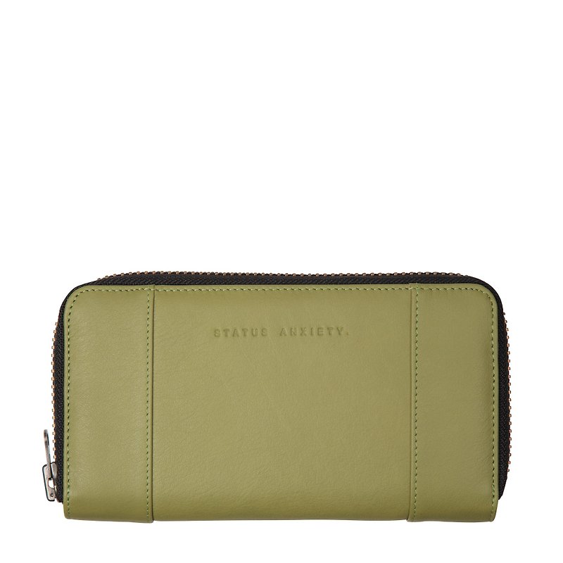 STATE OF FLUX Long Clip_Olive / Olive Green - Clutch Bags - Genuine Leather Green