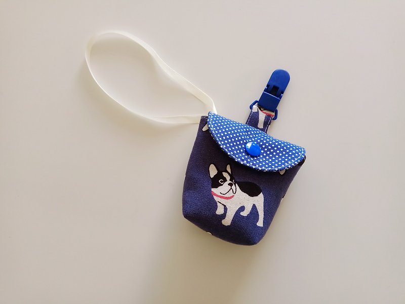 <Dark Blue> Dog Moon Gift Pacifier Bag Nipple Bag - Bibs - Cotton & Hemp Blue