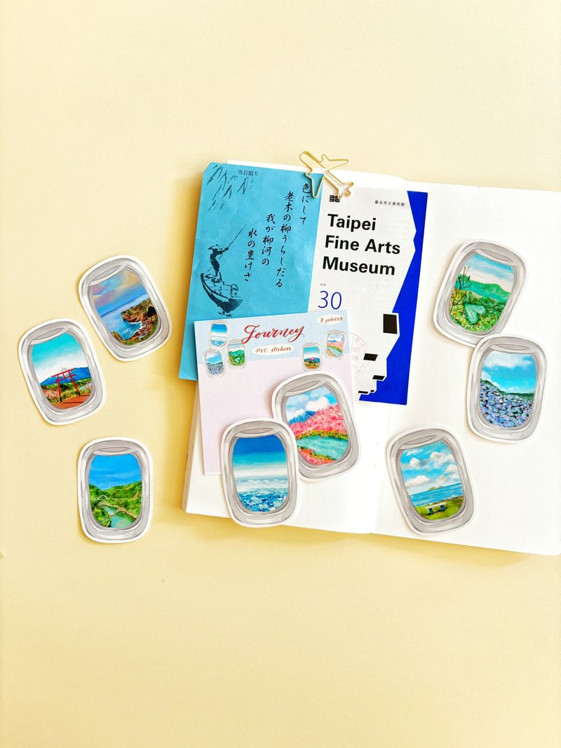 旅途 飛機窗 透明貼紙 一組8張 Mstandforc - 貼紙 - 紙 多色