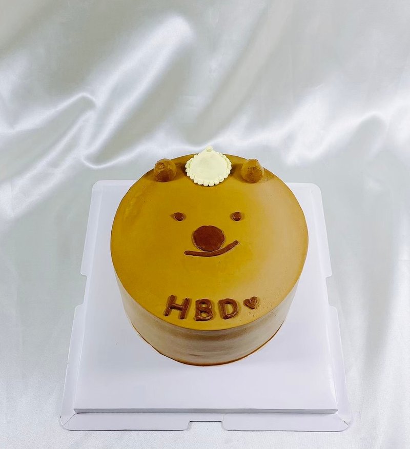 熊熊 生日蛋糕 客製化 造型 卡通 手繪 滿周歲4 6 8吋 宅配 - 蛋糕/甜點 - 新鮮食材 咖啡色
