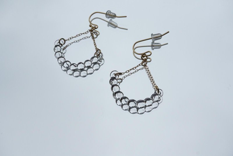 ハリオ 手作りガラスピアス - ハーフリング水滴 (HAW-R-002) - ピアス・イヤリング - ガラス 透明