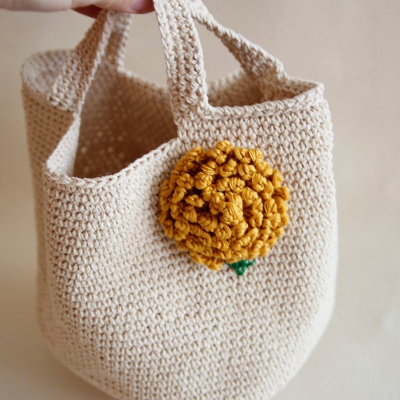 knit: Shoulder bag,  Wool knit bag, Cotton linen, handbag, small - Handbags & Totes - Other Materials White