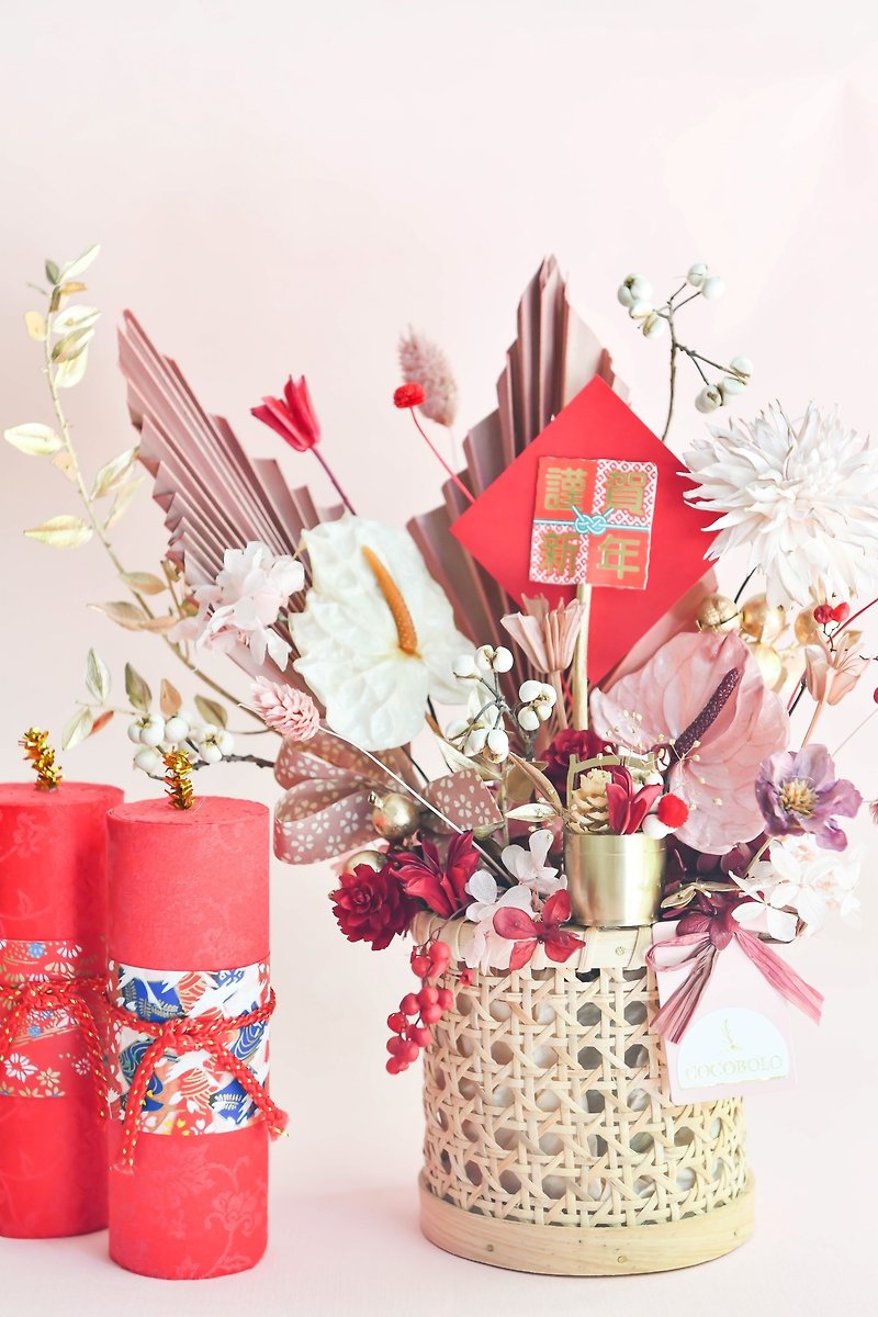 ゴールド鶴│新年の食卓花おめでとうございます - ドライフラワー・ブーケ - 寄せ植え・花 